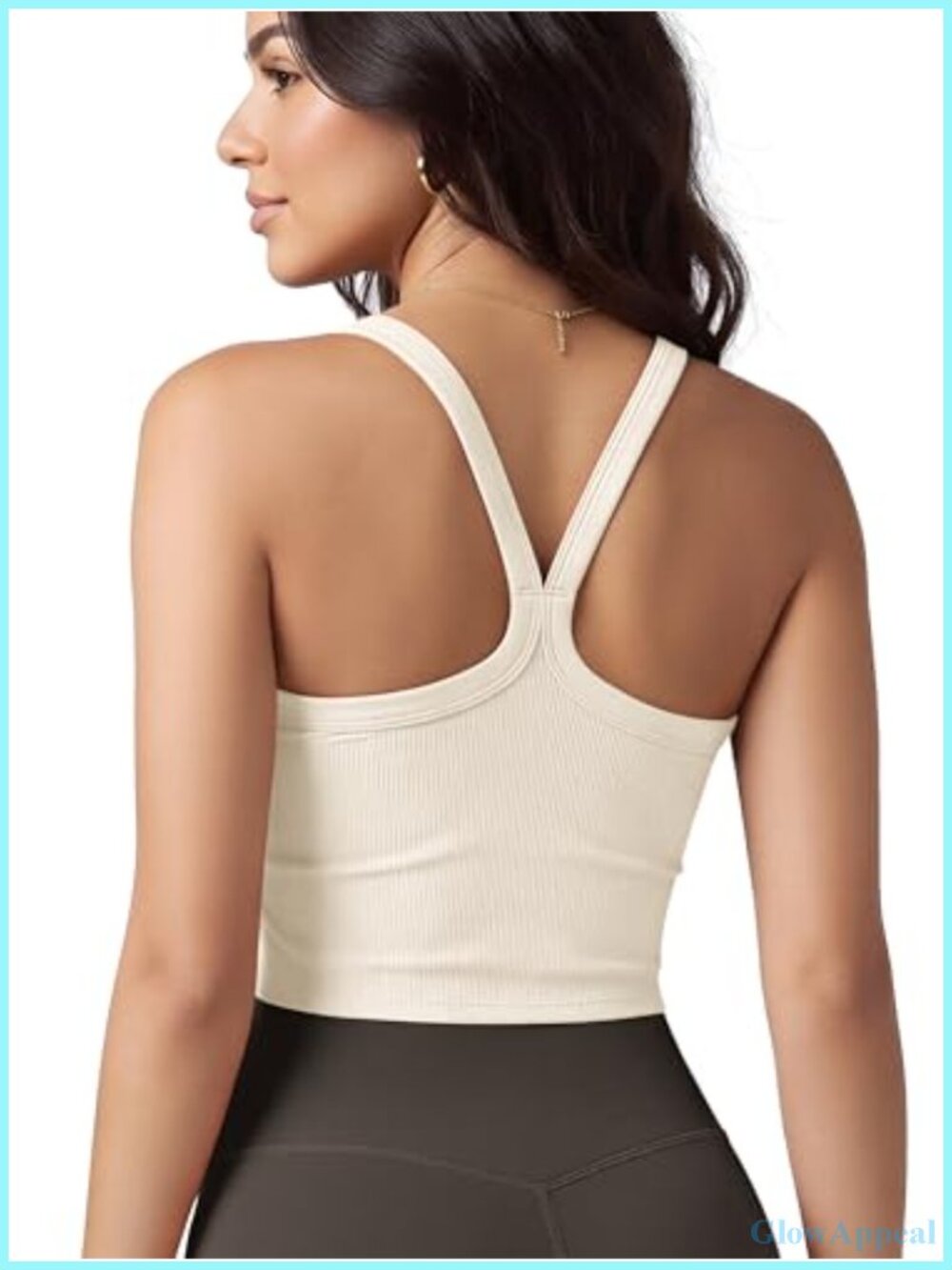Seamless Ribbed Crop Cami Racerback Scoop Neck Cropped Tank Top
